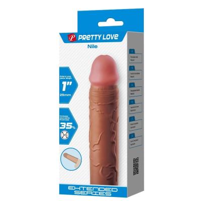 2.5 cm Dolgulu Melez Rengi Silikon Nile Penis Kılıfı
