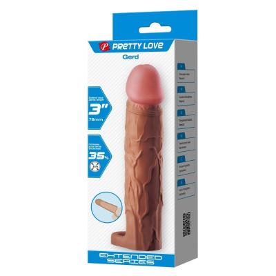 7.5 cm Dolgulu Melez Rengi Silikon Gerd Penis Kılıfı