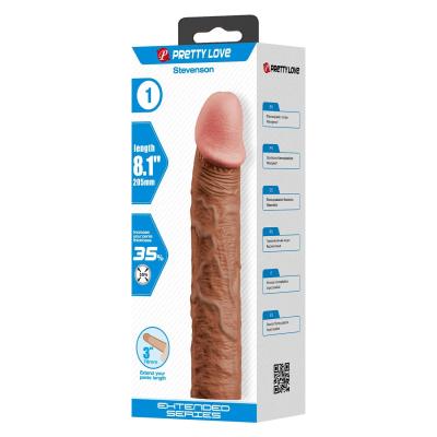 7.5 cm Dolgulu Melez Rengi Silikon Stevenson Penis Kılıfı