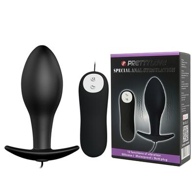 12 farklı titreşimli kumandalı siyah anal vibratör plug