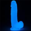 Gece Parlayan Fosforlu 19 cm Realistik Vantuzlu Şeffaf Dildo