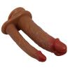 USB Şarjlı Çift Taraflı Titreşimli Ten Hassasiyetinde Vantuzlu Realistik Çatal Penis