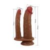 USB Şarjlı Çift Taraflı Titreşimli Ten Hassasiyetinde Vantuzlu Realistik Çatal Penis